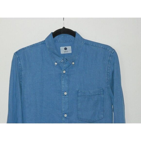 NN07 No Nationality Shirt  Blue Chambray Palk Slim Fit  Tencel ‎ Men's Small - Picture 4 of 10